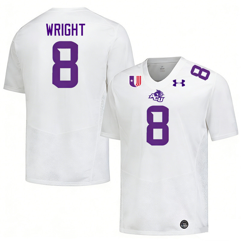Abilene Christian Wildcats #8 Chris Wright College Football Jerseys,Uniforms Stitched-White Abilene Christian Wildcats #8 Chris Wright College Football Jerseys,Uniforms Stitched-White